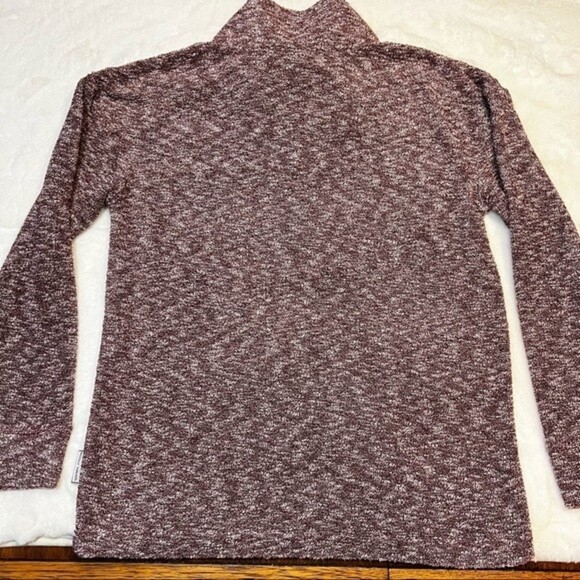 Woolly Threads Sweater Quarter Zip Pullover Maroon Cream Textured Women's Sz S - Picture 2 of 8
